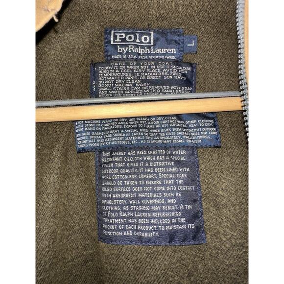 Polo Ralph Lauren Oil Cloth Hunting Shooting Rain Field Jacket Brown Size Large - Picture 4 of 13